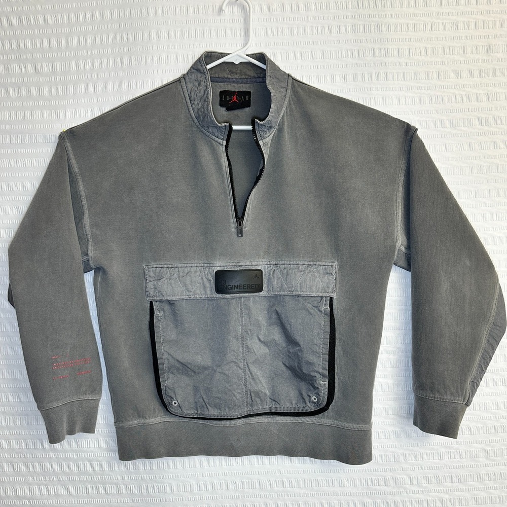 Jordan 23 Engineered Pullover 1/4 Zip Sweatshirt Grey Utility Pocket Mens M - Picture 1 of 15